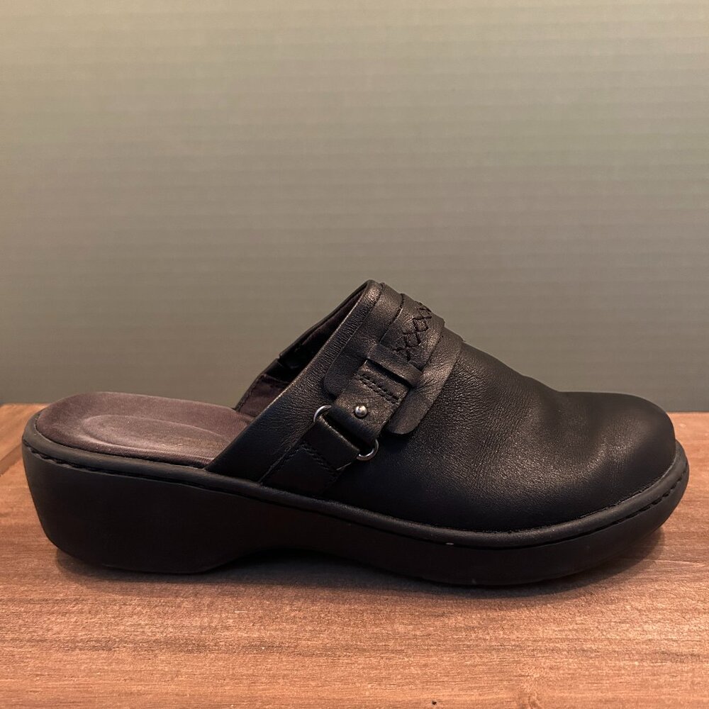 Clarks Womens Dark Brown Casual Comfort Slip On Mules Size 9M